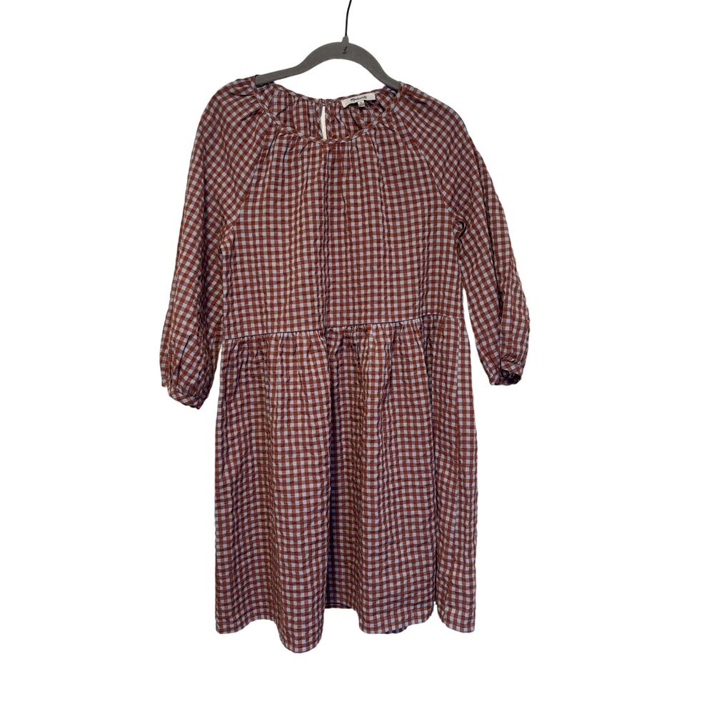 Madewell Rust White Gingham Button Down Dress 00 - Picture 2 of 9
